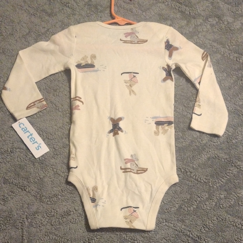 Carter's Cream Long-Sleeve Baby One-Piece with Woodland Winter Prints - Picture 8 of 8